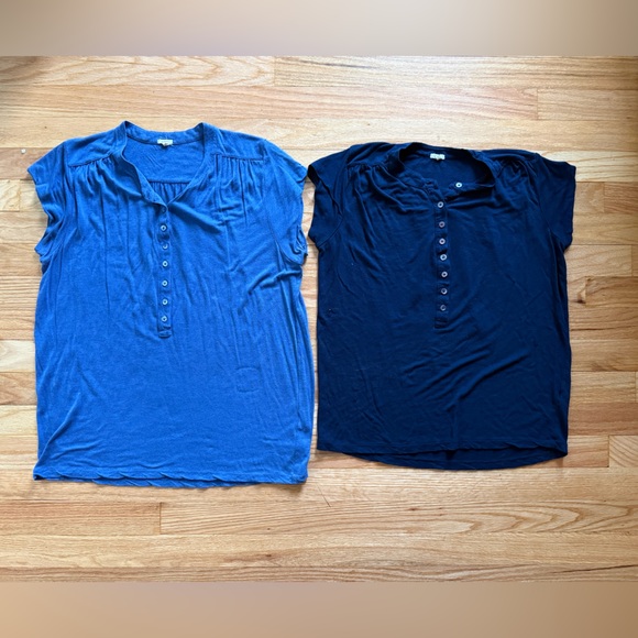 J. Crew Tops - J. Crew Blue Button Henley Top Pair XS/S